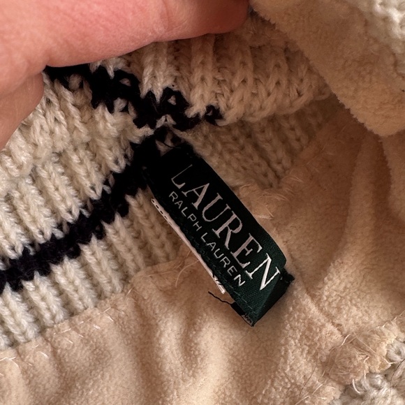 Lauren Ralph Lauren Striped Knit Beanie with Pom-Pom